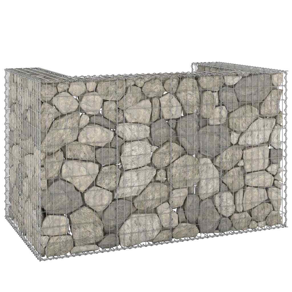 vidaXL Gabion Wall for Garbage Bins Galvanised Steel 180x100x110 cm 1