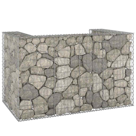 vidaXL Gabion Wall for Garbage Bins Galvanised Steel 180x100x110 cm 1