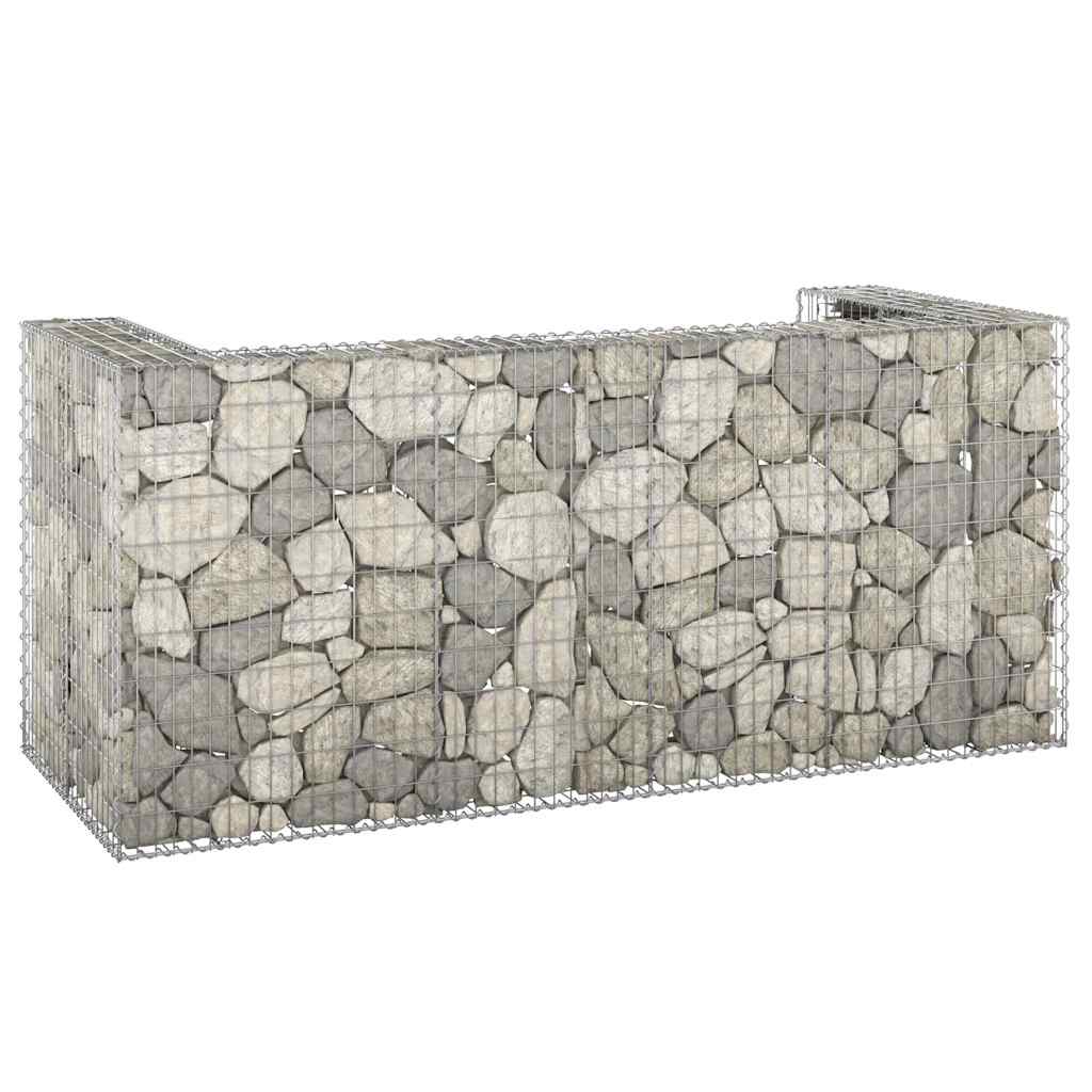 Gabion Wall for Garbage Bins Galvanised Steel 254 x 100 x 110 cm