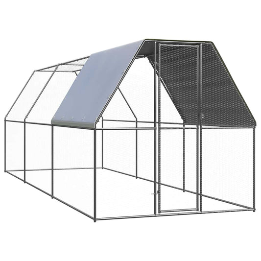 Chicken Cage Galvanised Steel with partially-covered roof 2 m 6 m