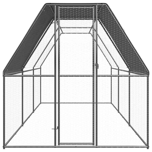 Chicken Cage Galvanised Steel with partially-covered roof 2 m 6 m