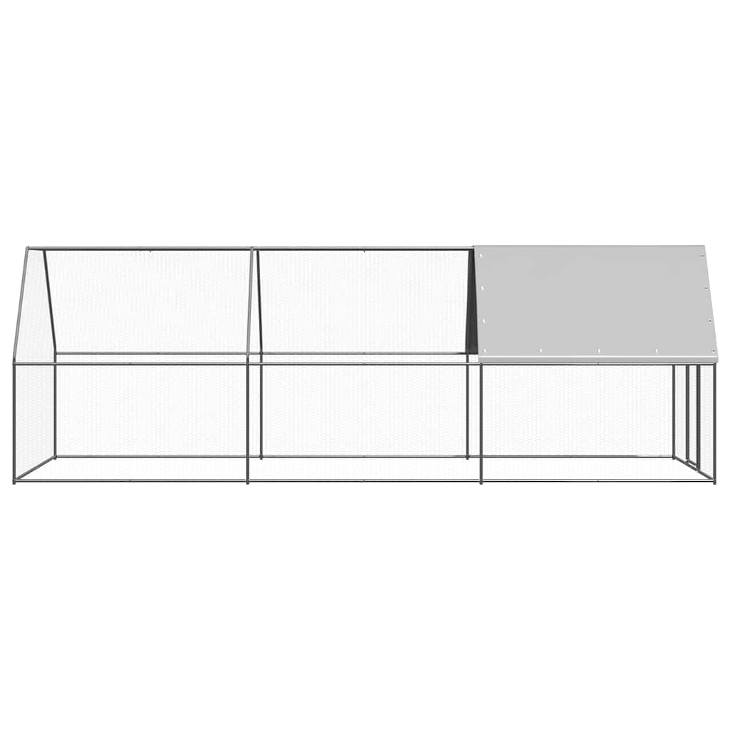 Chicken Cage Galvanised Steel with partially-covered roof 2 m 6 m