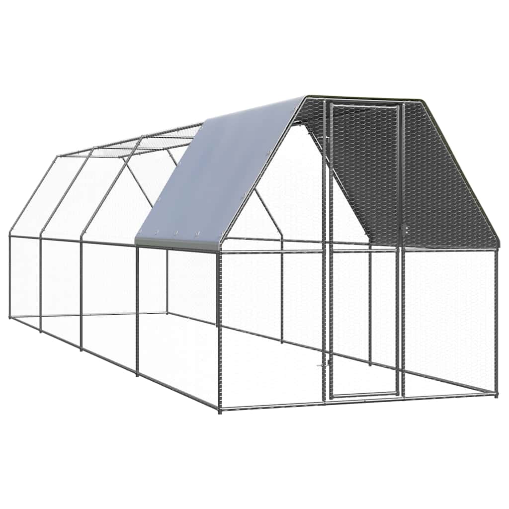 vidaXL Outdoor Chicken Cage 2x8x2 m Galvanised Steel 1