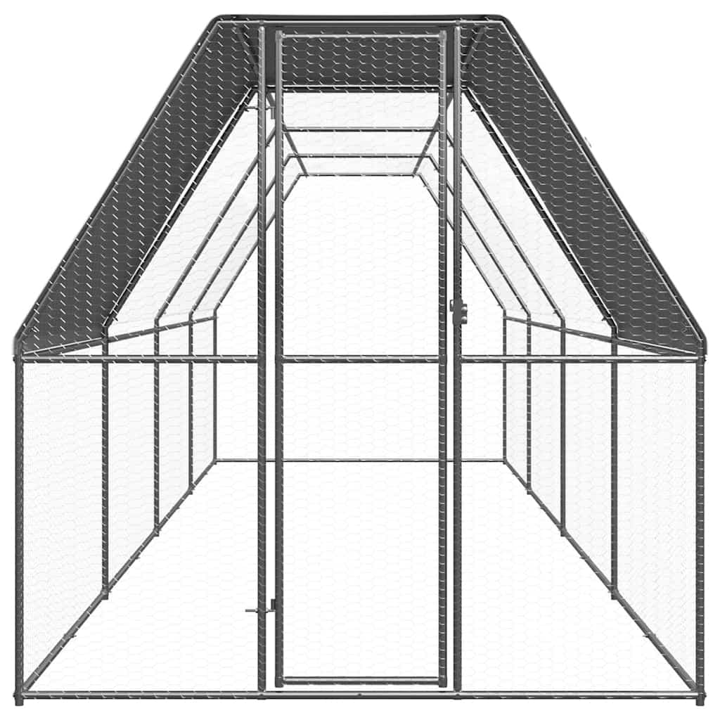 vidaXL Outdoor Chicken Cage 2x8x2 m Galvanised Steel 2