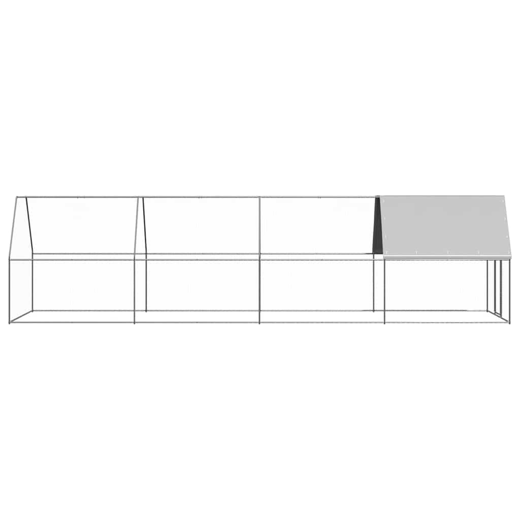 vidaXL Outdoor Chicken Cage 2x8x2 m Galvanised Steel 3