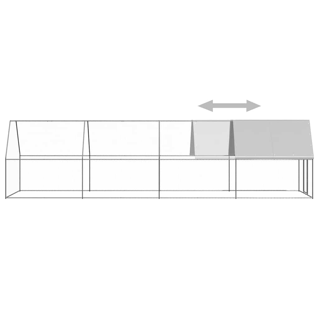 vidaXL Outdoor Chicken Cage 2x8x2 m Galvanised Steel 4