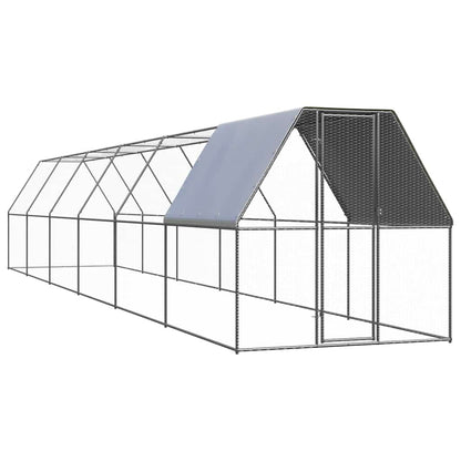 vidaXL Chicken Cage Galvanised Steel with Partially-covered Roof