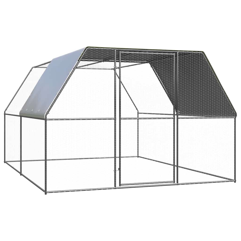 vidaXL Chicken Cage | Silver and silver grey | Galvanised steel, Polyethylene 1