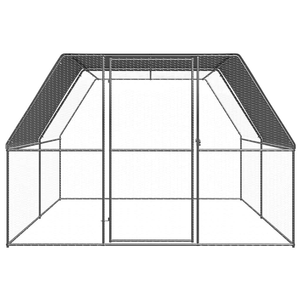 vidaXL Chicken Cage | Silver and silver grey | Galvanised steel, Polyethylene 2