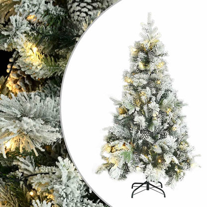 Pre-lit Christmas Tree with Flocked Snow&Cones 120 cm PVC&PE 195 cm 95 cm