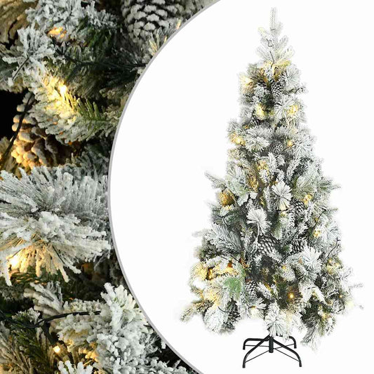 Pre-lit Christmas Tree with Flocked Snow&Cones 120 cm PVC&PE 225 cm 110 cm