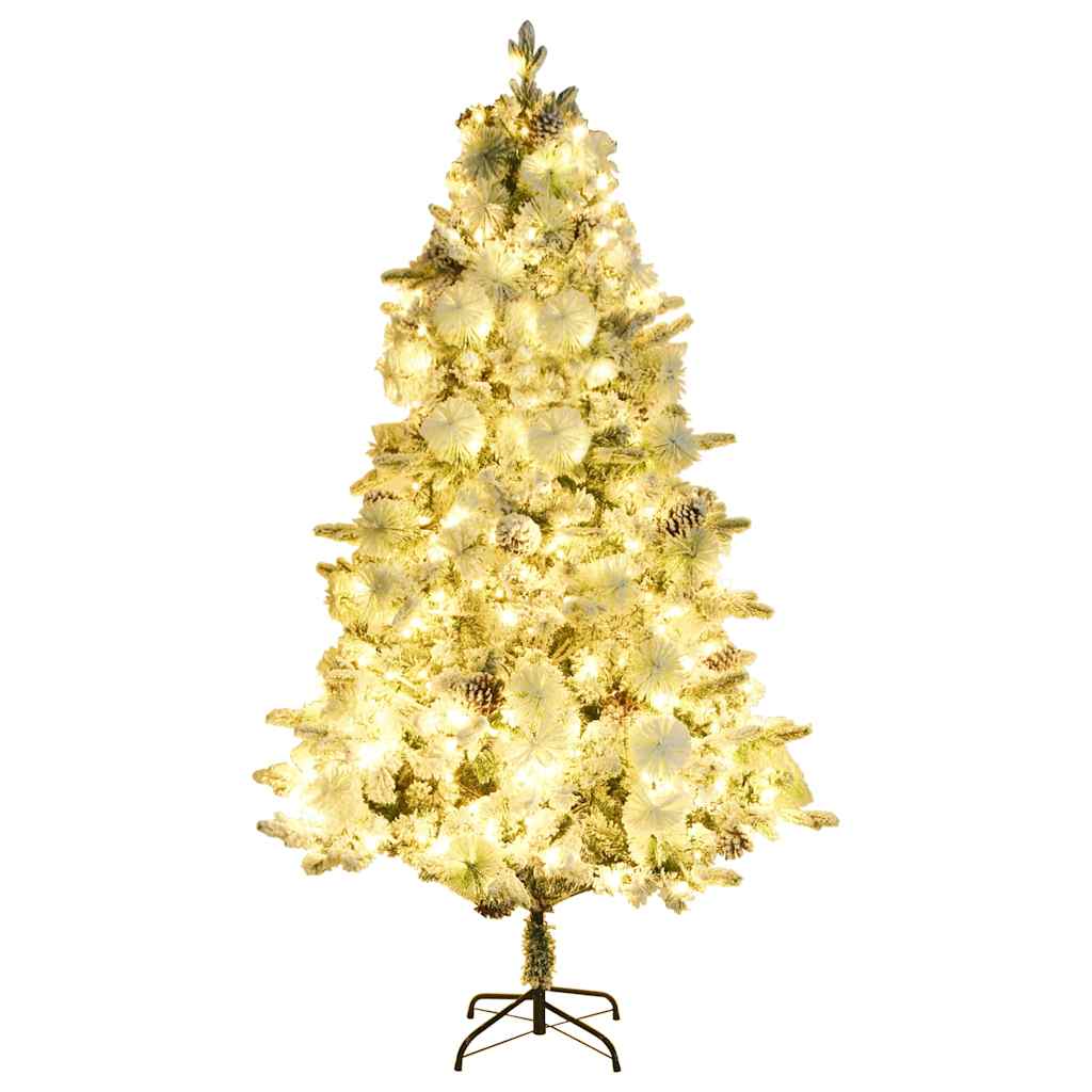 Pre-lit Christmas Tree with Flocked Snow&Cones 120 cm PVC&PE 225 cm 110 cm
