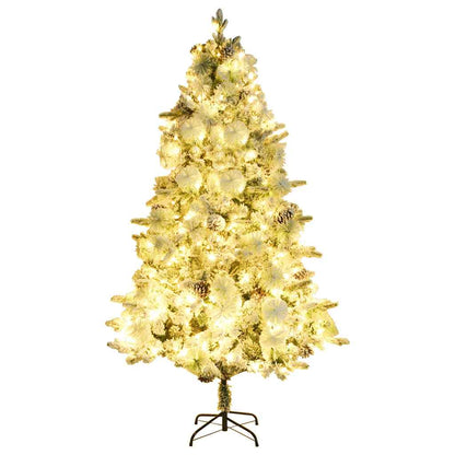 Pre-lit Christmas Tree with Flocked Snow&Cones 120 cm PVC&PE 225 cm 110 cm