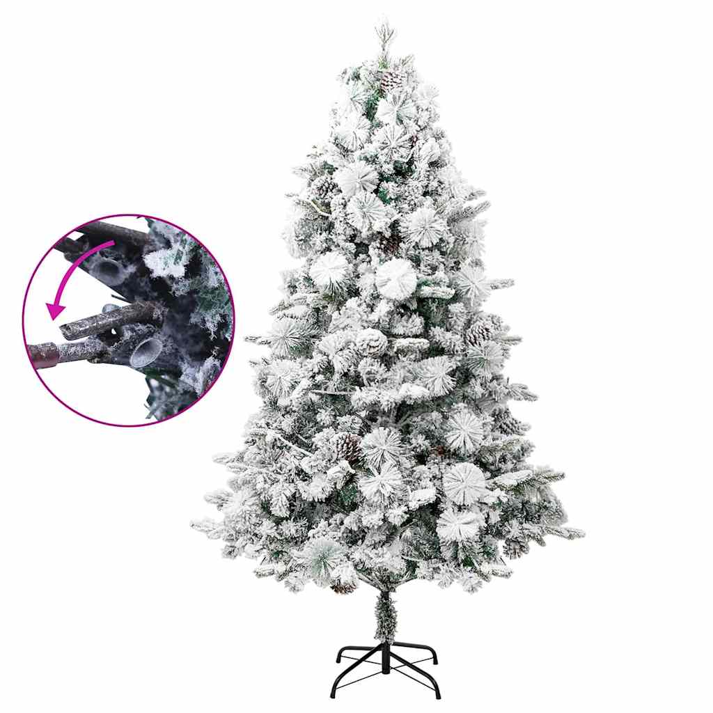 Pre-lit Christmas Tree with Flocked Snow&Cones 120 cm PVC&PE 225 cm 110 cm