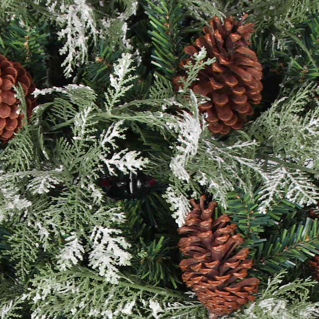 Pre-lit Christmas Tree with Pine Cones Green&White 195cm PVC&PE 225 cm 120 cm