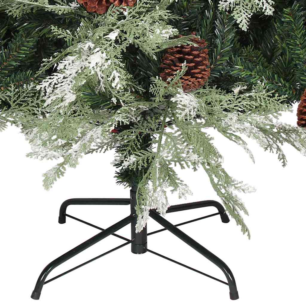 Pre-lit Christmas Tree with Pine Cones Green&White 195cm PVC&PE 225 cm 120 cm