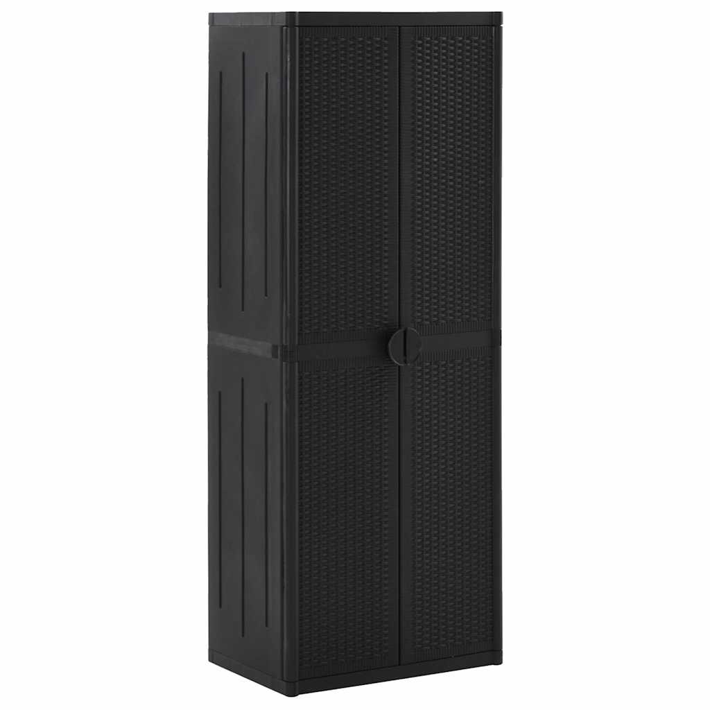 vidaXL Garden Storage Cabinet Black 65x45x172 cm PP Rattan 1