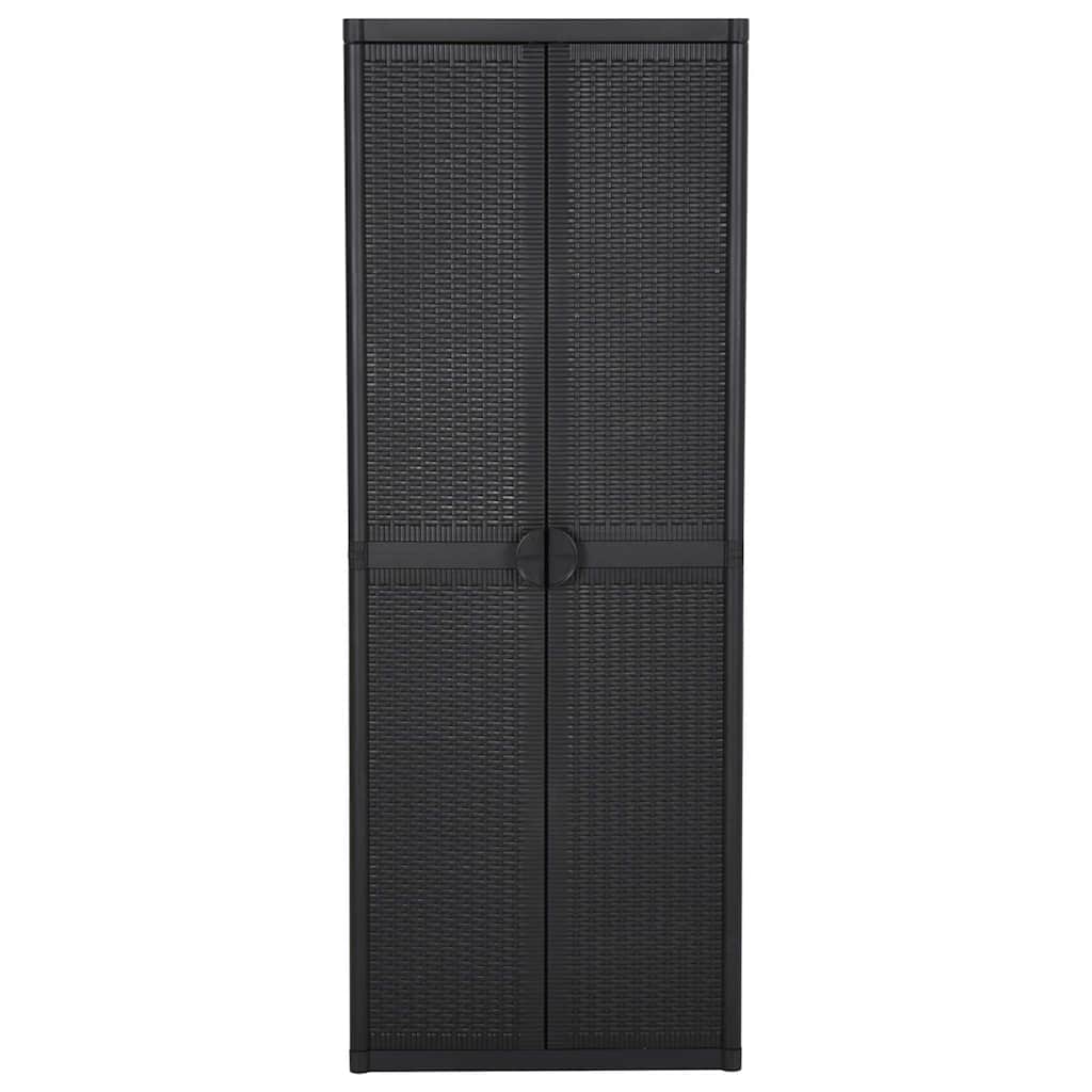 vidaXL Garden Storage Cabinet Black 65x45x172 cm PP Rattan 2