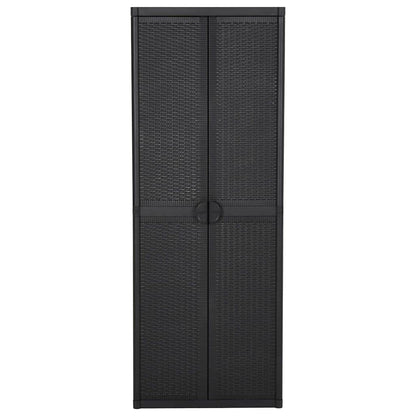 vidaXL Garden Storage Cabinet Black 65x45x172 cm PP Rattan 2