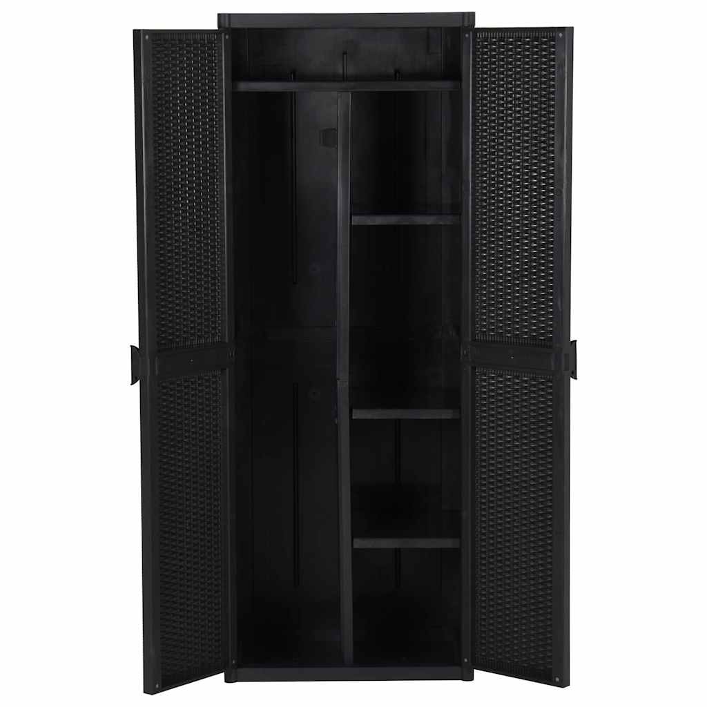 vidaXL Garden Storage Cabinet Black 65x45x172 cm PP Rattan 4