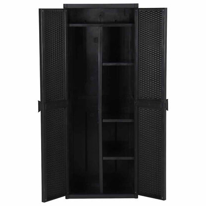 vidaXL Garden Storage Cabinet Black 65x45x172 cm PP Rattan 4