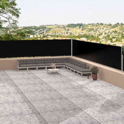 Retractable Side Awning Black 100 x 600 cm – 220 x 600 cm 117 x 1200 cm