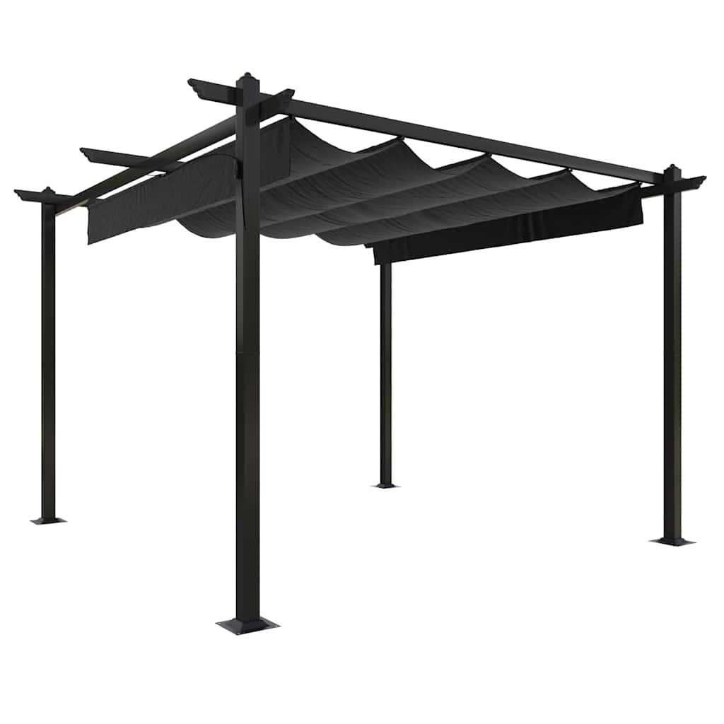 vidaXL Garden Gazebo with Retractable Roof 3x3 m Anthracite 2