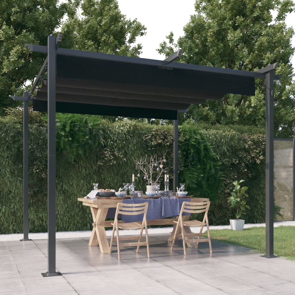 vidaXL Garden Gazebo with Retractable Roof 3x3 m Anthracite 1