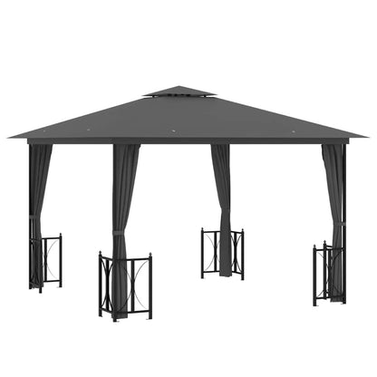 vidaXL Gazebo with Sidewalls&Double Roofs 3x3 m Anthracite 2