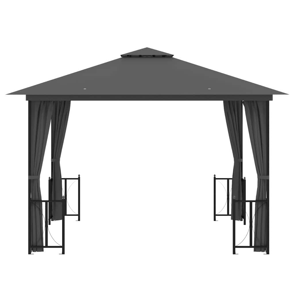 vidaXL Gazebo with Sidewalls&Double Roofs 3x3 m Anthracite 3