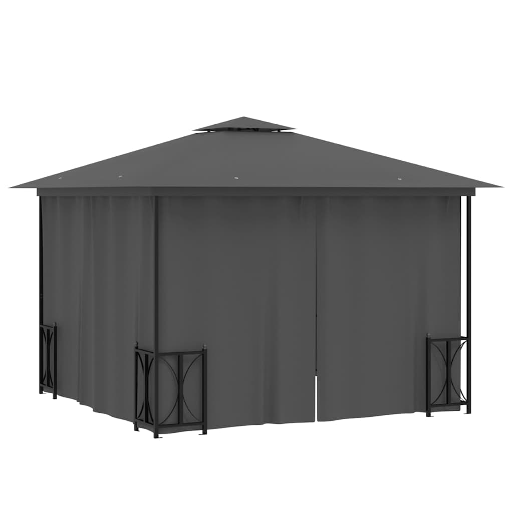 vidaXL Gazebo with Sidewalls&Double Roofs 3x3 m Anthracite 4