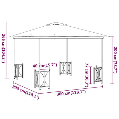 vidaXL Gazebo with Sidewalls&Double Roofs 3x3 m Anthracite 6