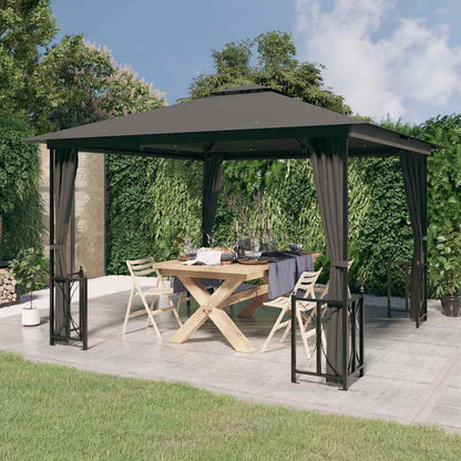 vidaXL Gazebo with Sidewalls&Double Roofs 3x3 m Anthracite 1