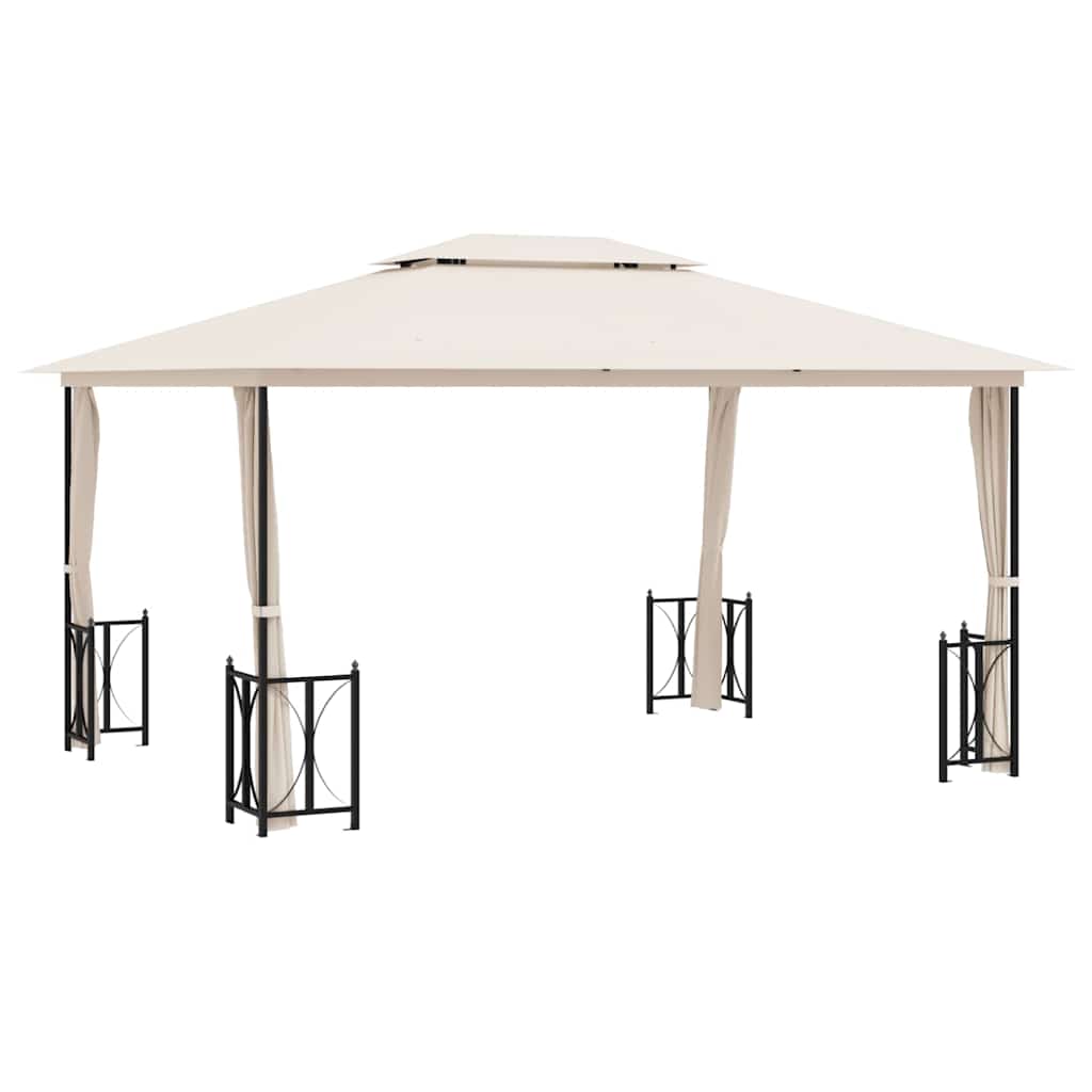vidaXL Gazebo with Sidewalls&Double Roofs 3x4 m Cream 2