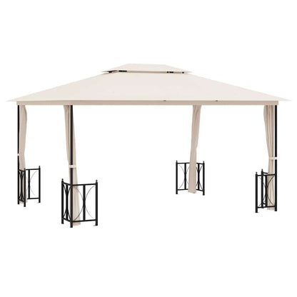 vidaXL Gazebo with Sidewalls&Double Roofs 3x4 m Cream 2