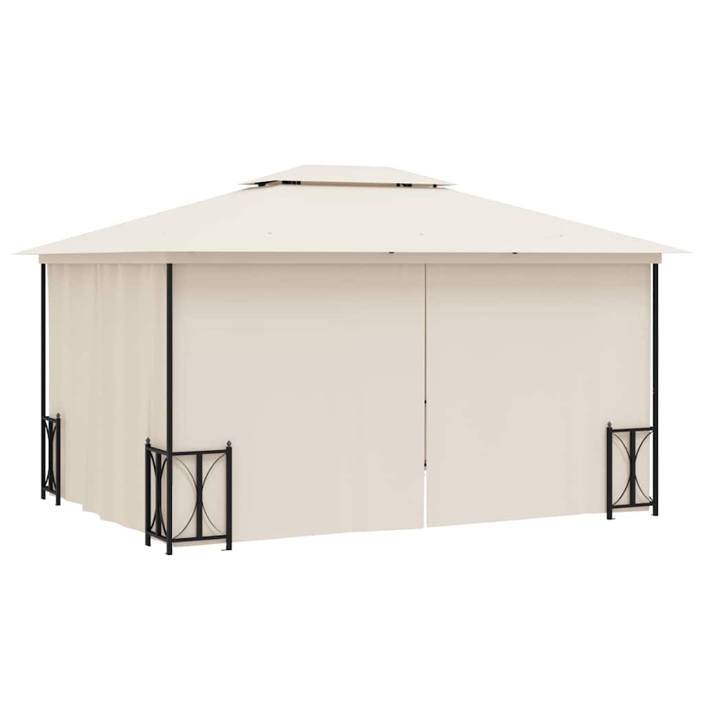vidaXL Gazebo with Sidewalls&Double Roofs 3x4 m Cream 4