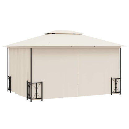 vidaXL Gazebo with Sidewalls&Double Roofs 3x4 m Cream 4