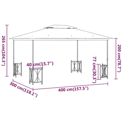 vidaXL Gazebo with Sidewalls&Double Roofs 3x4 m Cream 6