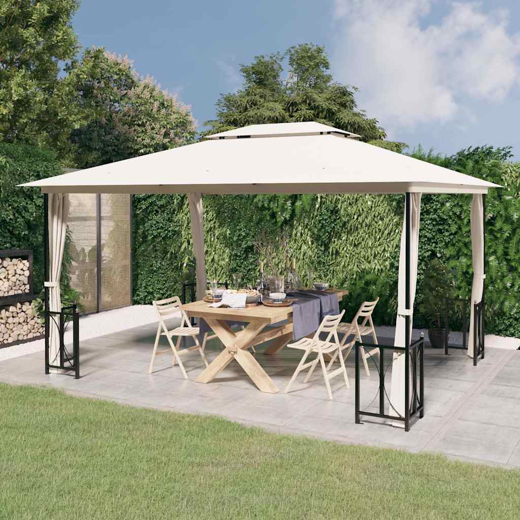 vidaXL Gazebo with Sidewalls&Double Roofs 3x4 m Cream 1