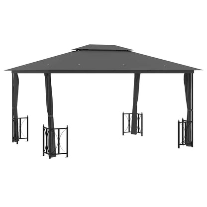 vidaXL Gazebo with Sidewalls&Double Roofs 3x4 m Anthracite 2