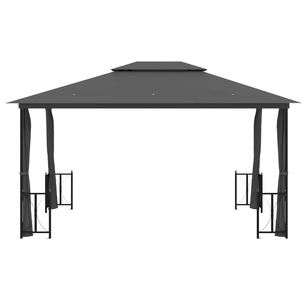 vidaXL Gazebo with Sidewalls&Double Roofs 3x4 m Anthracite 3