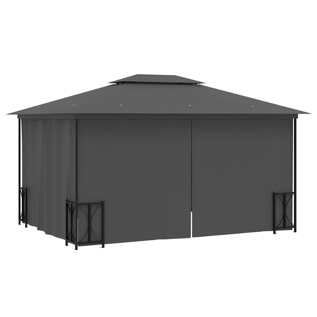 vidaXL Gazebo with Sidewalls&Double Roofs 3x4 m Anthracite 4