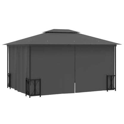 vidaXL Gazebo with Sidewalls&Double Roofs 3x4 m Anthracite 4