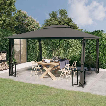 vidaXL Gazebo with Sidewalls&Double Roofs 3x4 m Anthracite 1