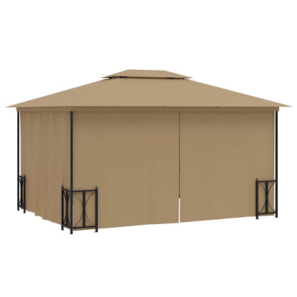 318545 vidaXL Gazebo with Sidewalls&Double Roofs 3x4 m Taupe 4