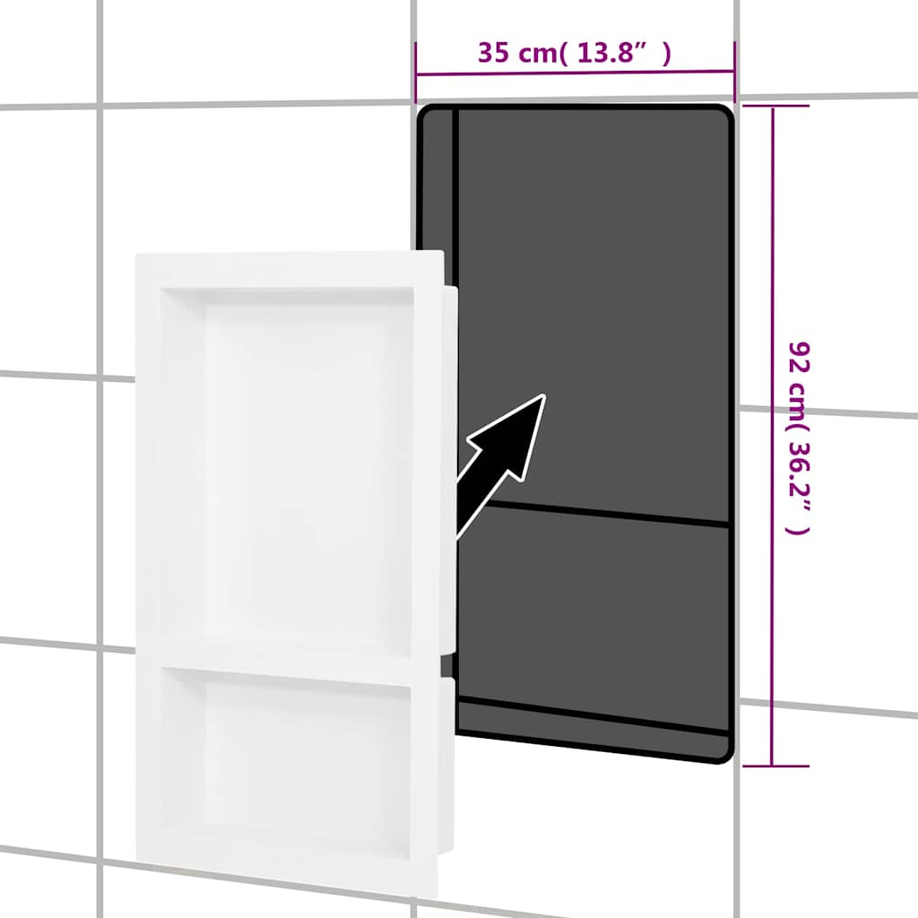 Shower Niche Matt Width 41 cm high gloss white 9 cm 69 cm