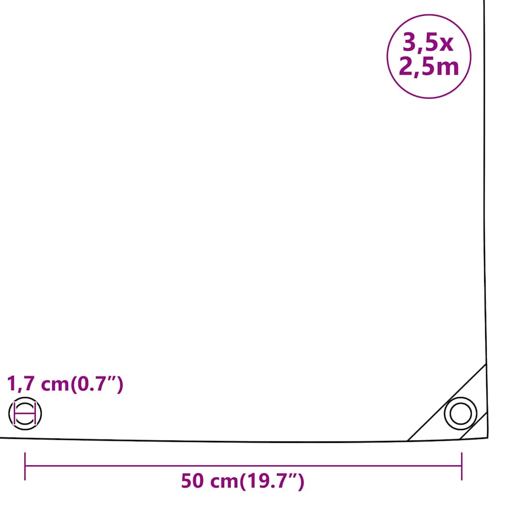 Tarpaulin 650 g/m² with Eyelets Black 1 x 2.5 m – 5 x 5 m 3.5 x 2.5 m