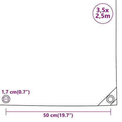 Tarpaulin 650 g/m² with Eyelets Black 1 x 2.5 m – 5 x 5 m 3.5 x 2.5 m