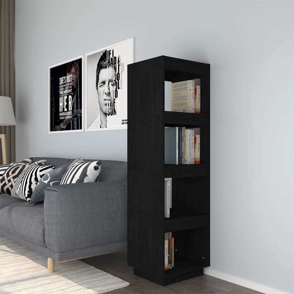 Book Cabinet 40x35x71 cm Solid Wood Pine Black 135 cm
