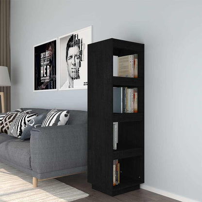 Book Cabinet 40x35x71 cm Solid Wood Pine Black 135 cm